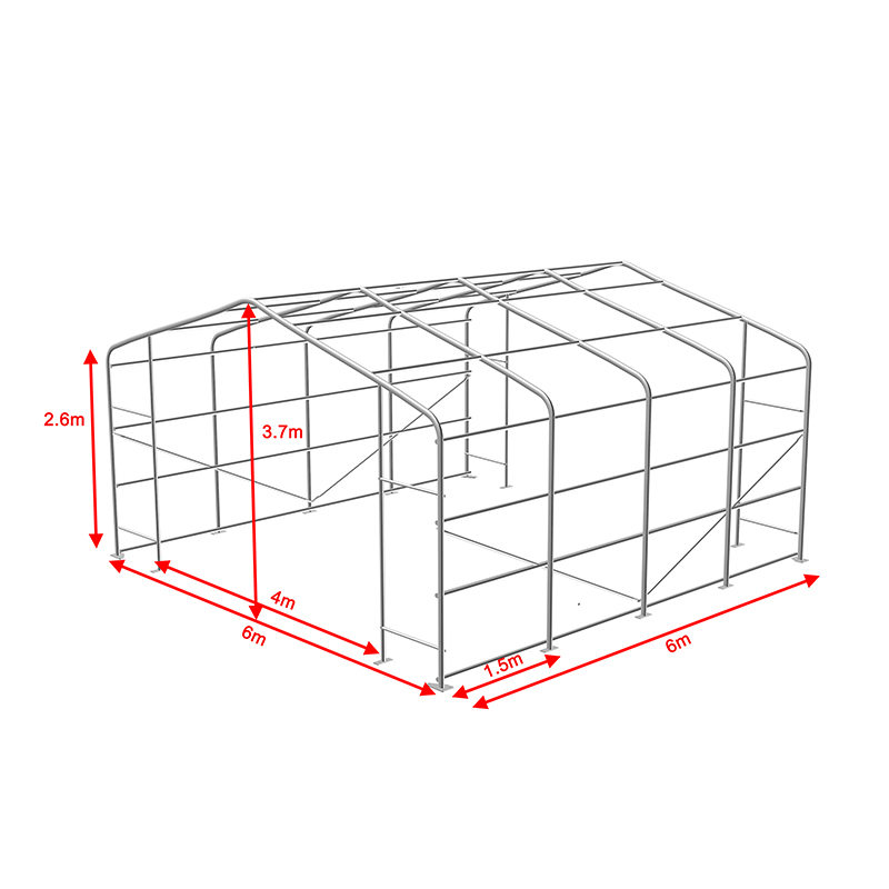 Halla Phuball Stórais Sealadach 6X6 2.6m Taobh-airde Fráma Cruach Iomlán Galvanized