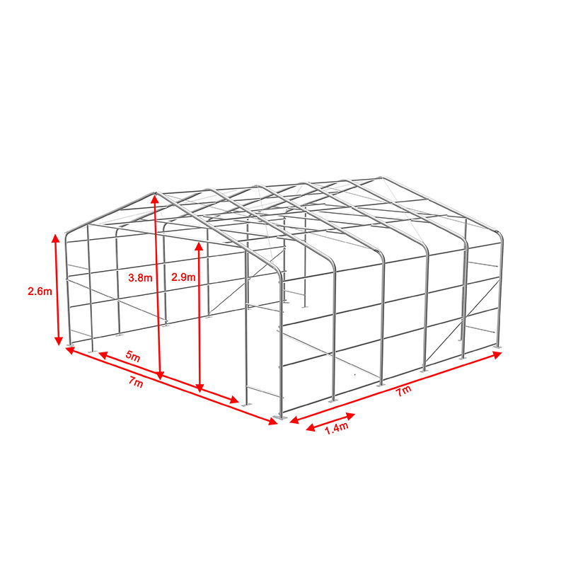 7x7 2.6m Taobh Airde Tionsclaíoch & Tráchtála Trádstóras Halla Phuball Iniompartha