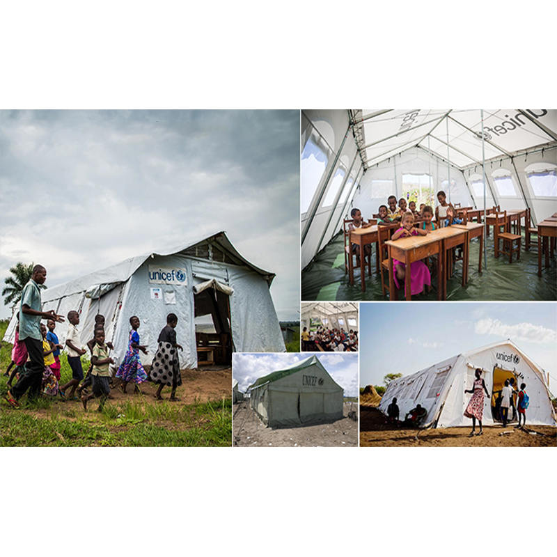 UNICEF Standard 24m² Phuball Mol Phuball Ilchuspóireach le Córas Aerála Dea