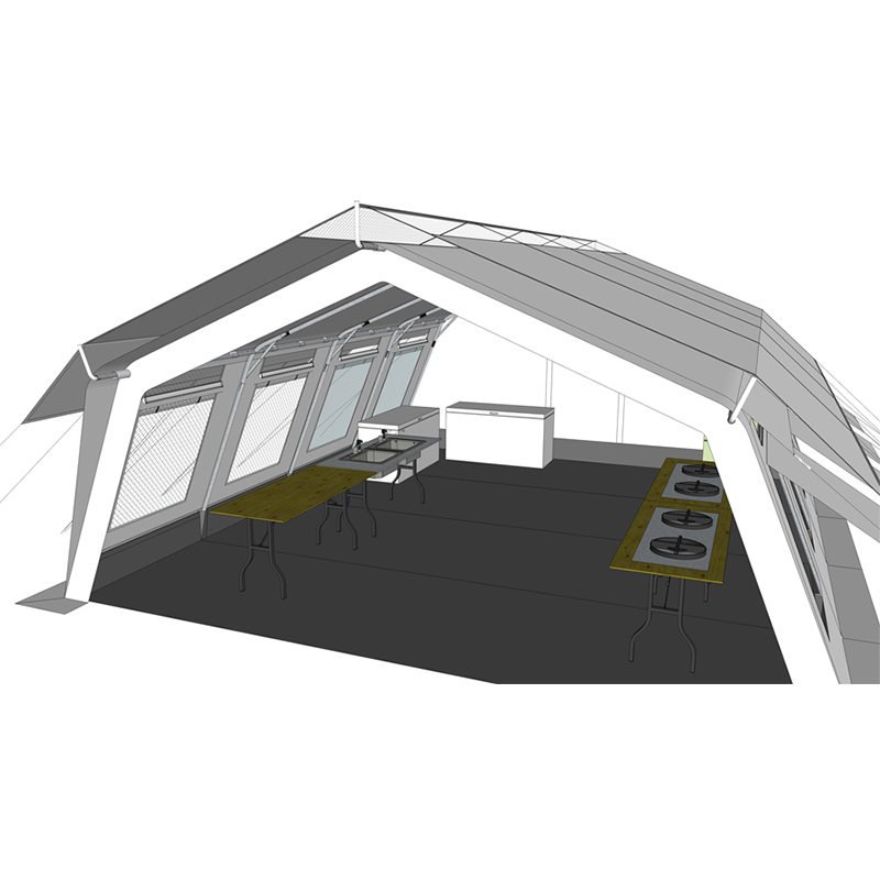 Puball Mol Ilchuspóireach Caighdeánach UNICEF 42m² le Clúdach Scáthaigh Comhtháite/inbhainte