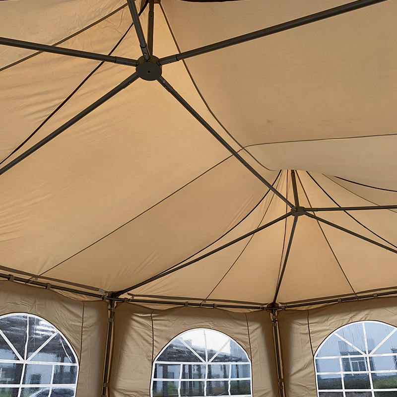 5x6.8m Pagoda Traidisiúnta Octagonal Uiscedhíonach Phuball Gazebo Pailliún PVC