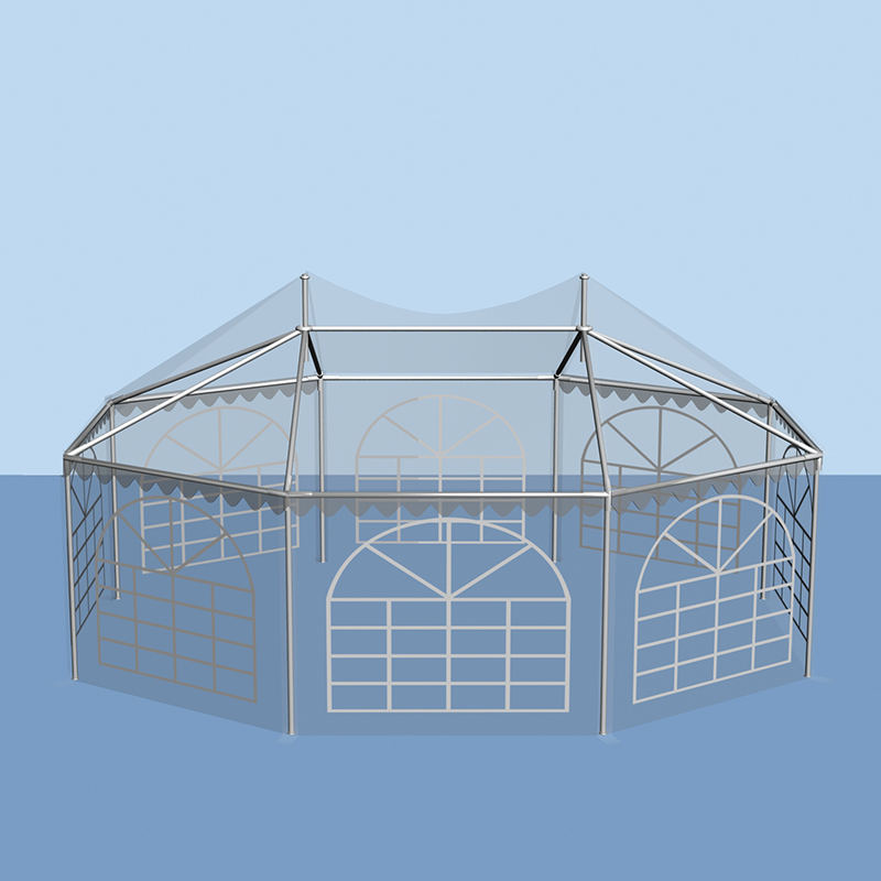 5x6.8m Pagoda Traidisiúnta Octagonal Uiscedhíonach Phuball Gazebo Pailliún PVC
